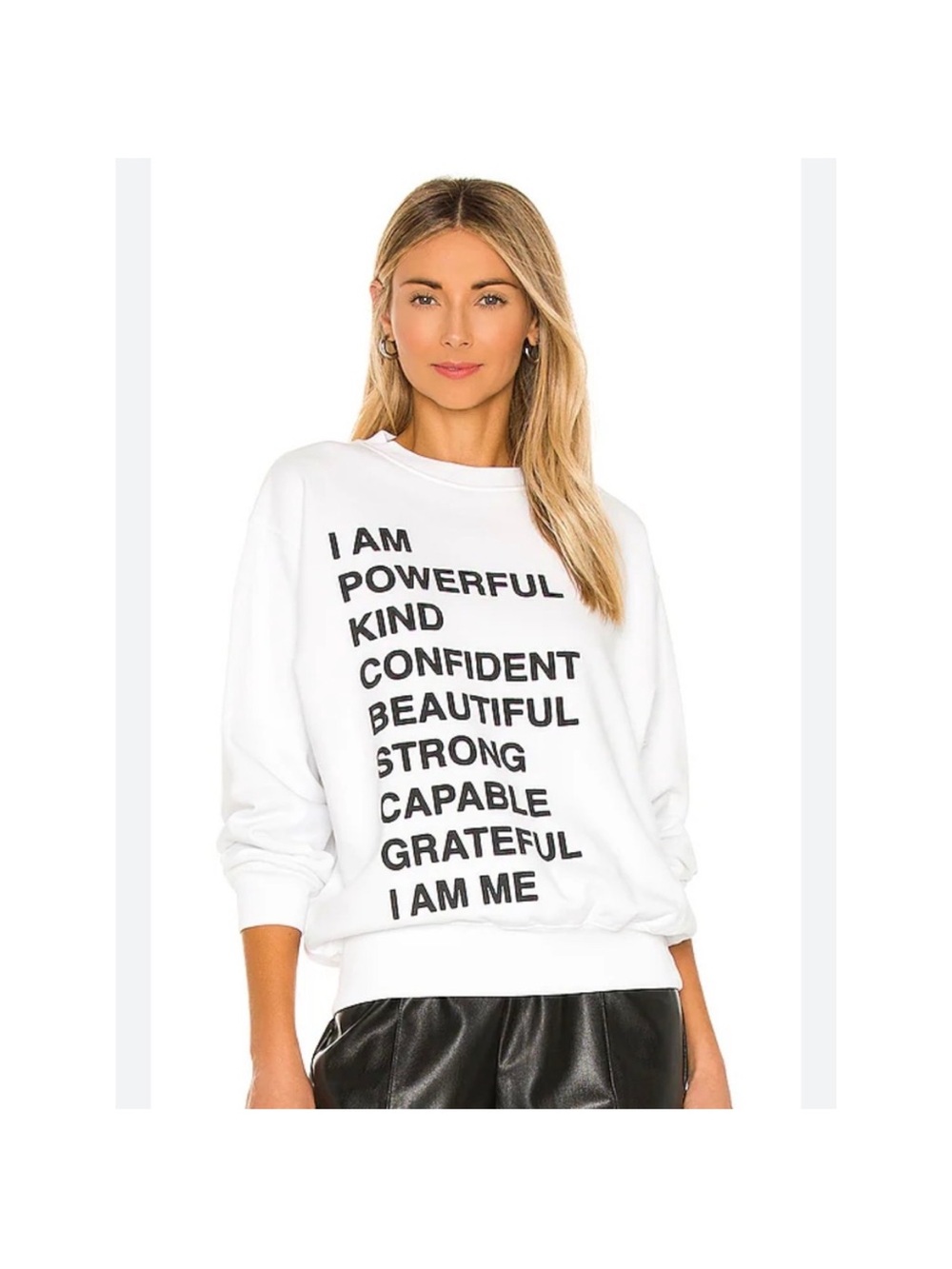 Anine Bing White Sweatshirt with Black Empowering Text NWT size XS